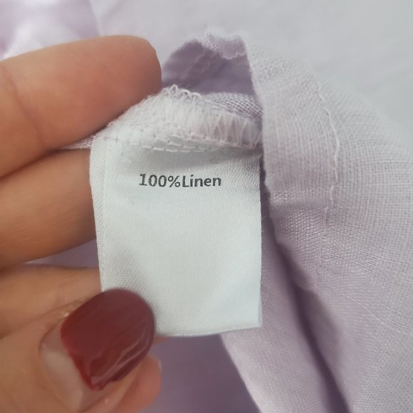 Lilac Oversized Linen Button Down Shirt Women's Size 3XL All Linen 100% Comfy - Picture 8 of 8